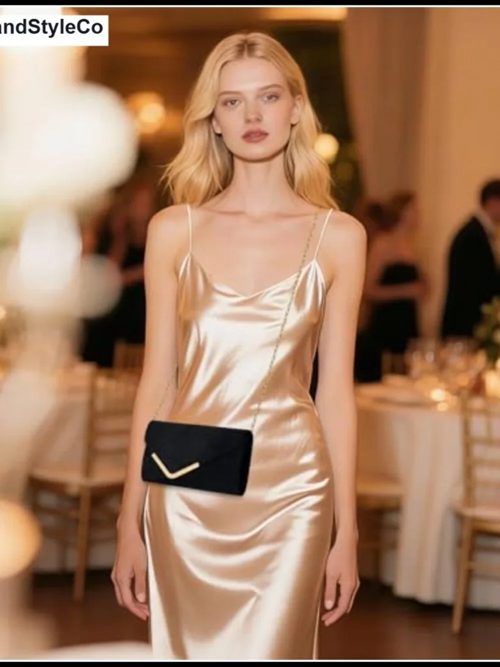 Suede Envelope Clutch Evening Bag with Gold Chain, Faux Suede Wedding Purse